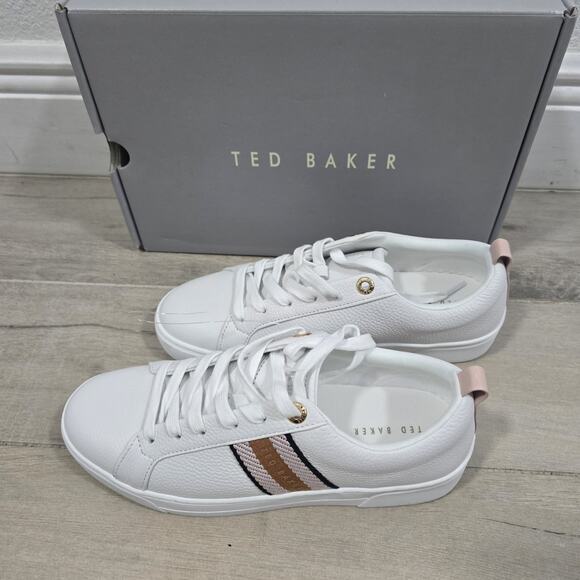 Ted Baker Women's Leather Sneakers Shoes Pink/White Size 7.5 - Picture 6 of 6